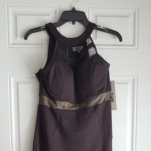 Fun black mesh floor length dress with thigh slit!